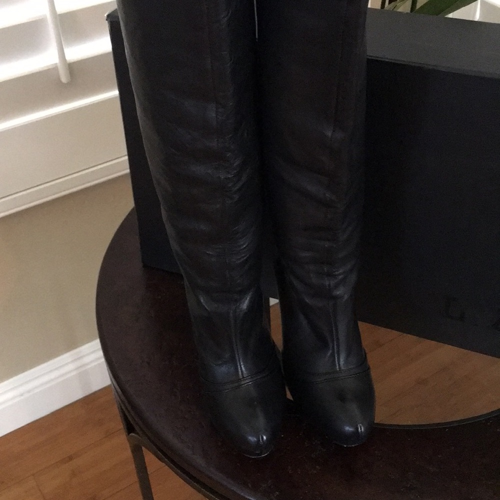 L.A.M.B. Black Leather Slouch Boots - Picture 5 of 7
